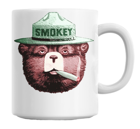 Smokey Bear Smoking Weed Mug